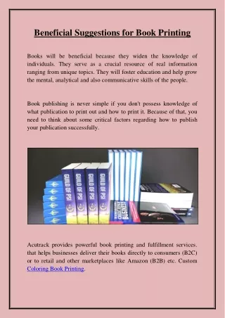 Beneficial Suggestions for Book Printing