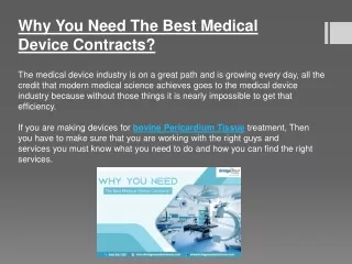 Why You Need The Best Medical Device Contracts