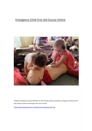 Emergency Child First Aid Course Online