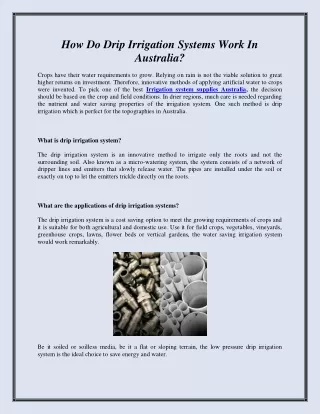 How Do Drip Irrigation Systems Work In Australia