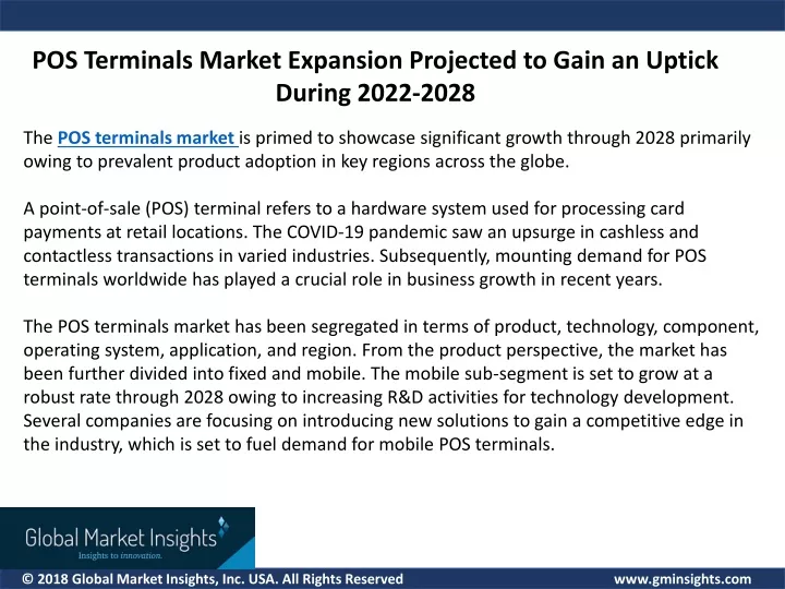 pos terminals market expansion projected to gain