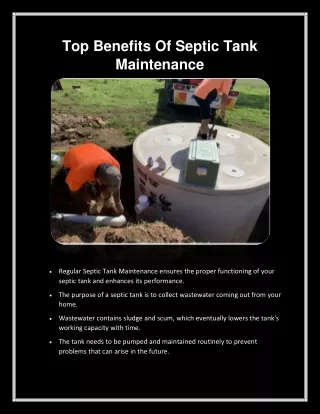 Top Benefits Of Septic Tank Maintenance