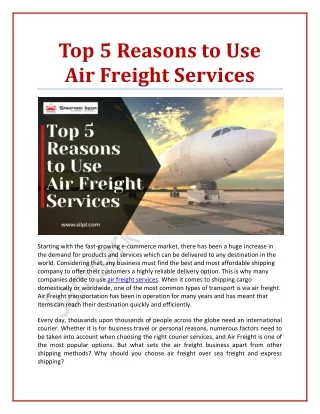 Top 5 Reasons to Use Air Freight Services