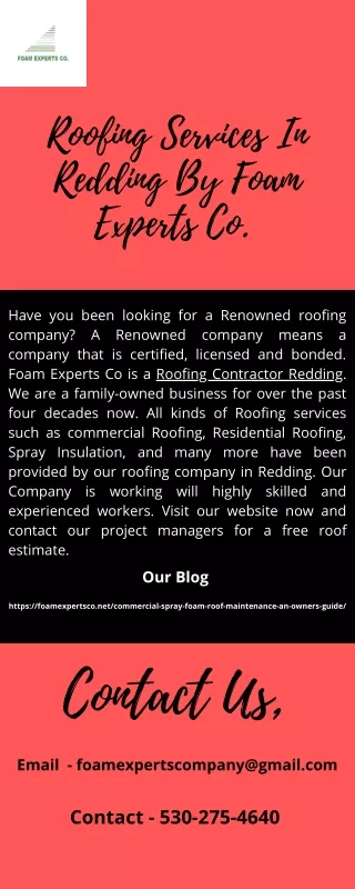 roofing services in redding by foam experts co