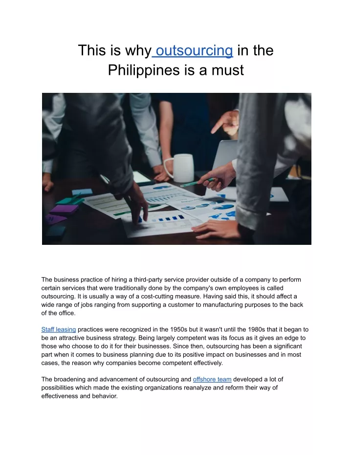 this is why outsourcing in the philippines