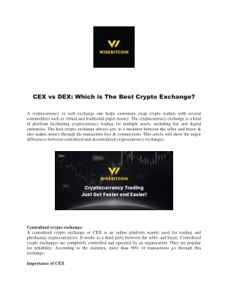 cex vs dex which is the best crypto exchange