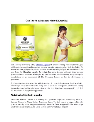 can i use fat burners without exercise