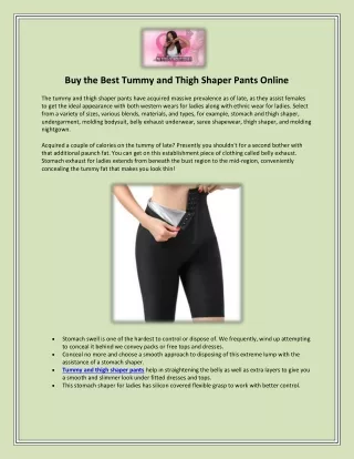 Buy the Best Tummy and Thigh Shaper Pants Online