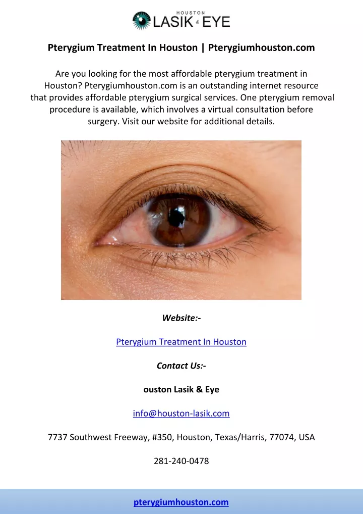 pterygium treatment in houston pterygiumhouston