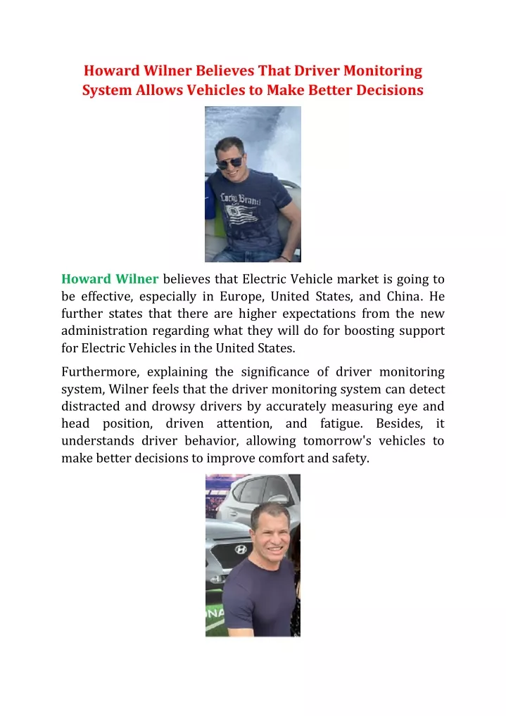 howard wilner believes that driver monitoring