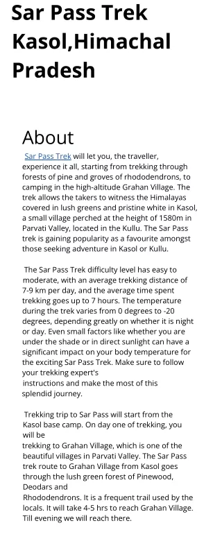 sar pass trek kasol himachal pradesh