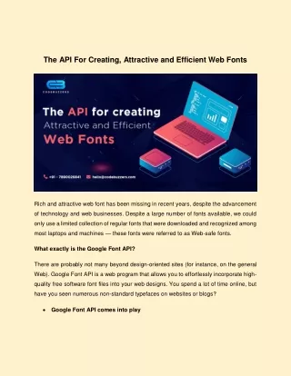 The API For Creating, Attractive and Efficient Web Fonts - Website Development Services
