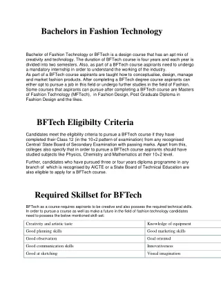 bachelors in fashion technology
