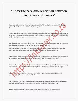 Know the core differentiation between Cartridges and Toners