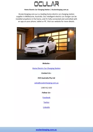 Home Electric Car Charging Station | Ocularcharging.com.au