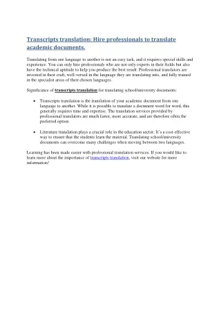 transcripts translation hire professionals