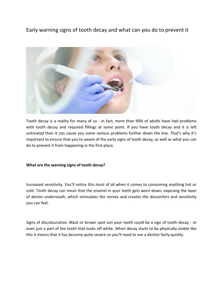 early warning signs of tooth decay and what