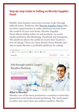step by step guide to selling on meesho supplier