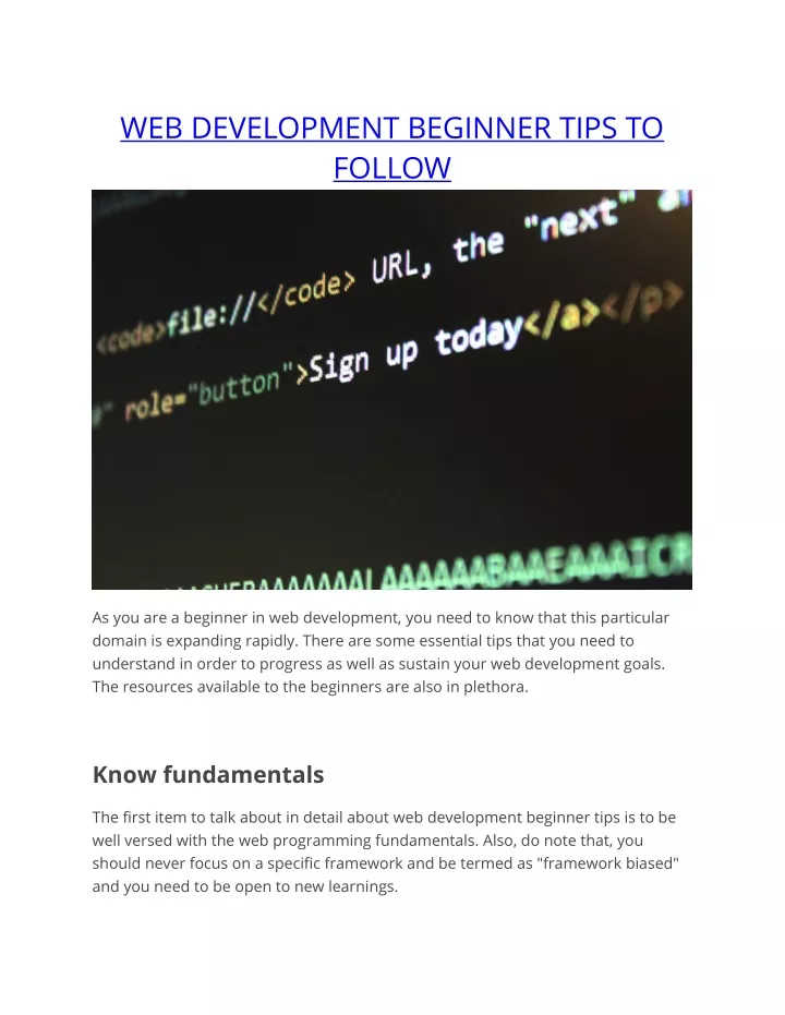 web development beginner tips to follow