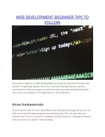 WEB DEVELOPMENT BEGINNER TIPS TO    FOLLOW - slide 1