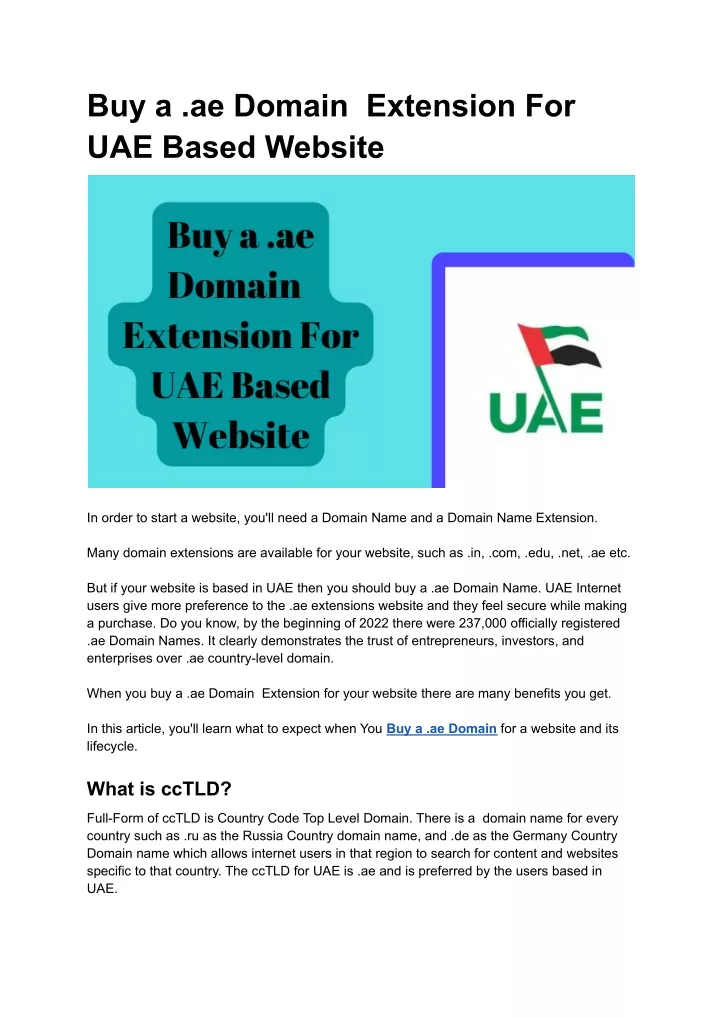 buy a ae domain extension for uae based website