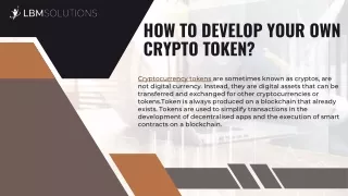 Step By Step Guidance On How To Develop Your Own Crypto Token?
