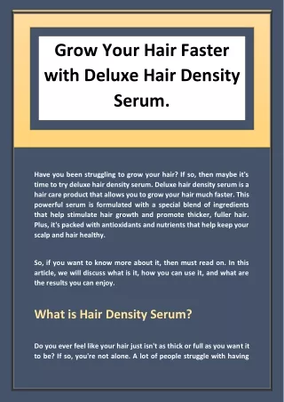 Grow Your Hair Faster with Deluxe Hair Density Serum.