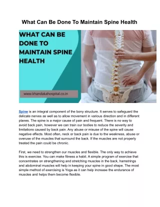 What Can Be Done To Maintain Spine Health
