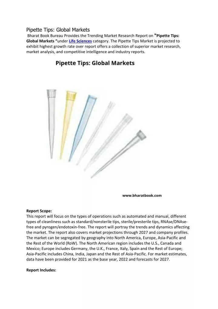 pipette tips global markets bharat book bureau