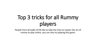top 3 tricks for all rummy players