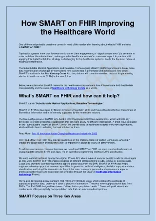 how smart on fhir improving the healthcare world