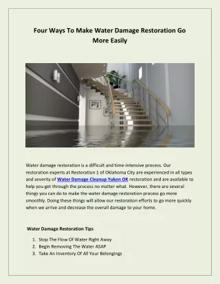 Four Ways To Make Water Damage Restoration Go More Easily