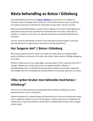 Best treatment of Botox in Gothenburg