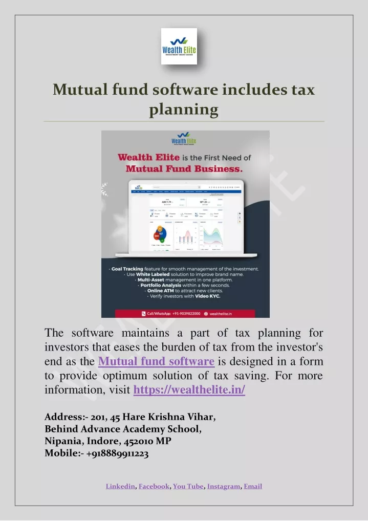 mutual fund software includes tax planning