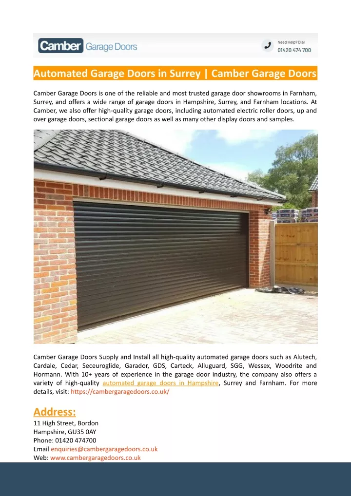 automated garage doors in surrey camber garage