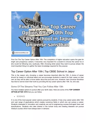 Top Career Option After 10th _ Top CBSE School in Jaipur