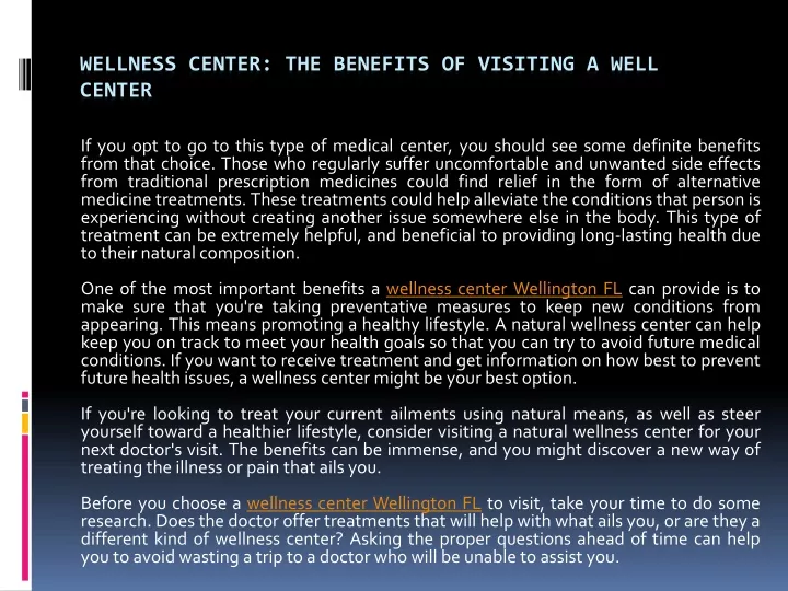 wellness center the benefits of visiting a well center