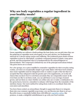 why are leafy vegetables a regular ingredient