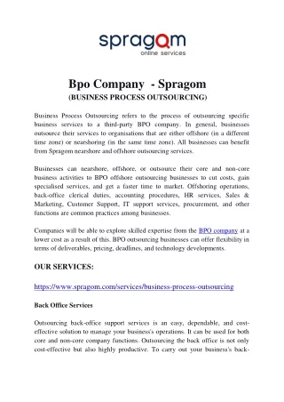 Bpo Company  - Spragom