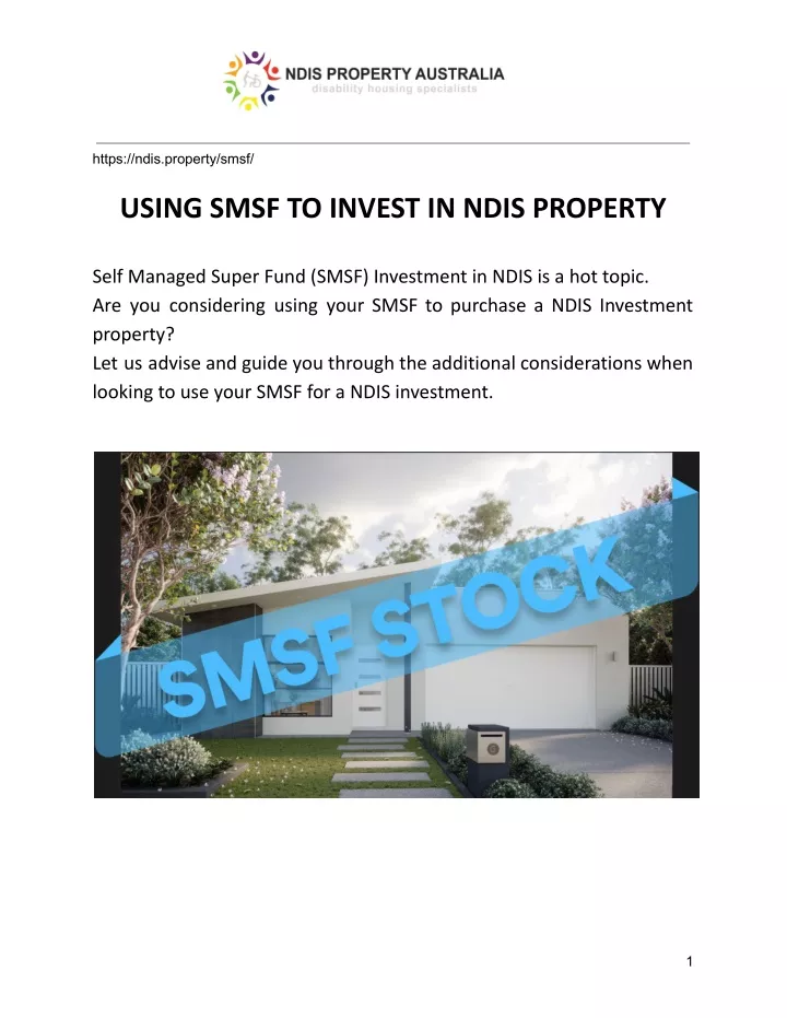 https ndis property smsf