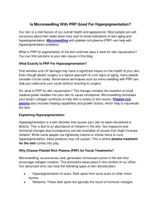 is microneedling with prp good