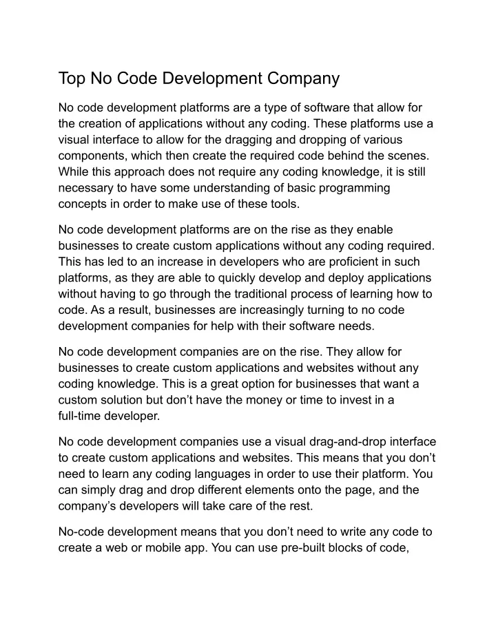 top no code development company