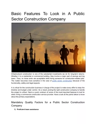 basic features to look in a public sector