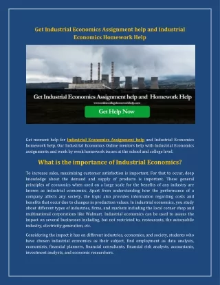 Get Industrial Economics Assignment help and Industrial Economics Homework Help