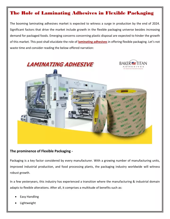 the role of laminating adhesives in flexible