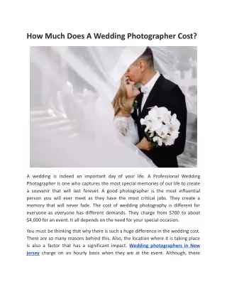 How Much Does A Wedding Photographer Cost