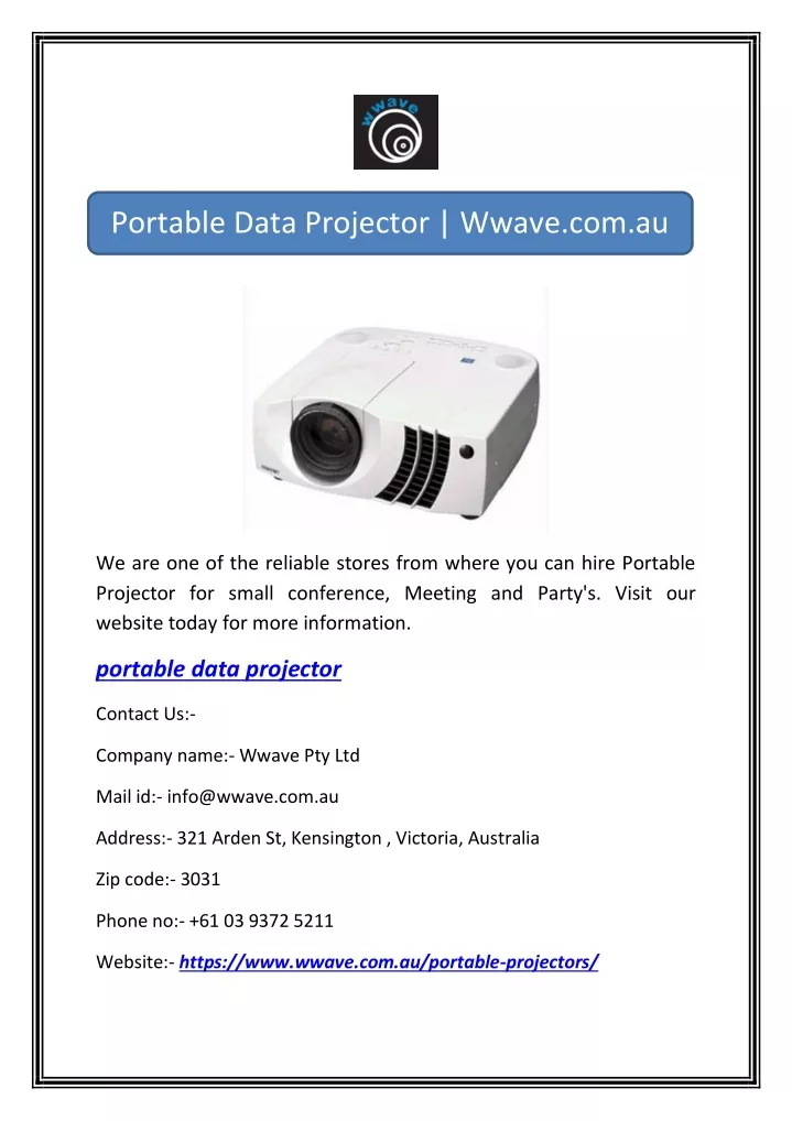 portable data projector wwave com au