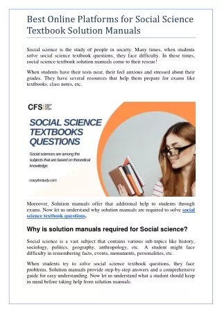 Best Online Platforms for Social Science Textbook Solution Manuals