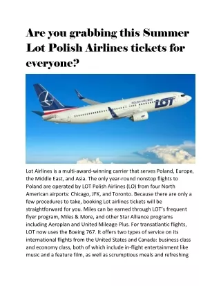 Are you grabbing this Summer Lot Polish Airlines tickets for everyone?