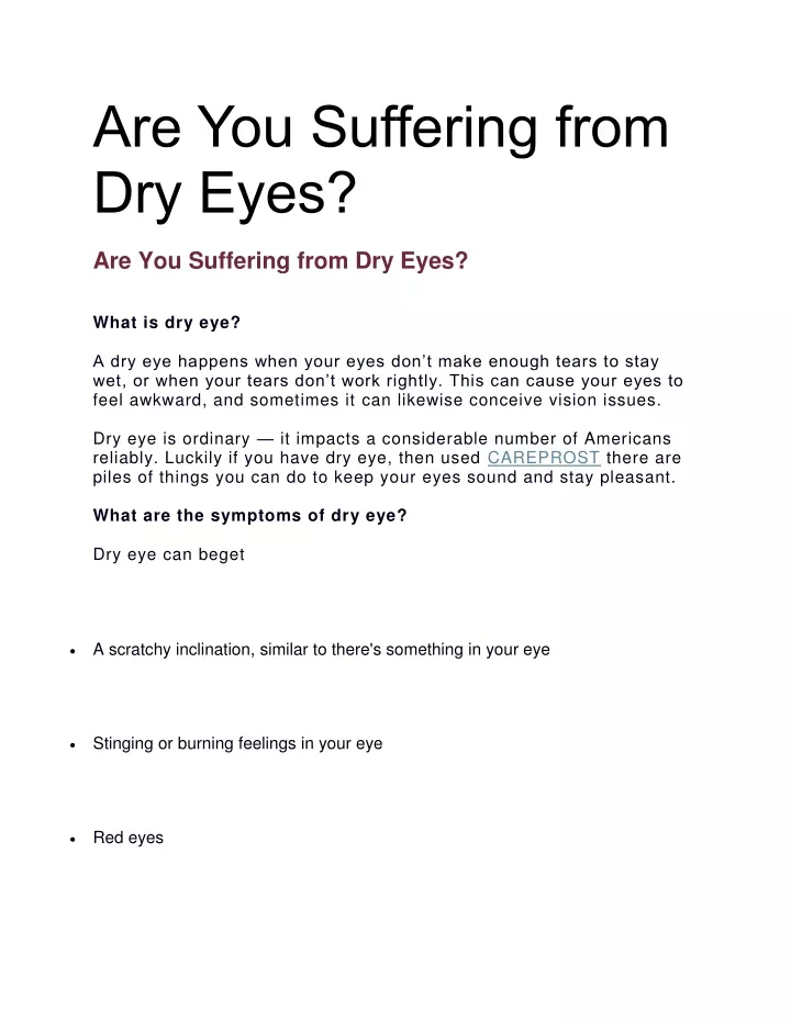 are you suffering from dry eyes
